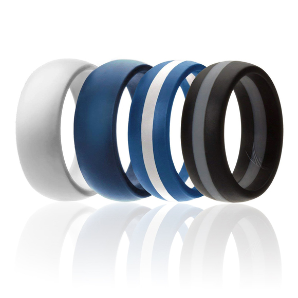 Silicone Wedding Ring - Dome Style with Middle Line Set by ROQ - Picture 1 of 1